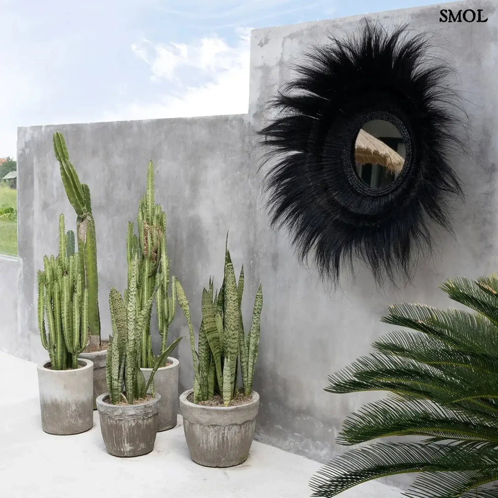 Fekete Tengerifű Falitükör - 90 cm | SUNKEN FOREST - SMOL