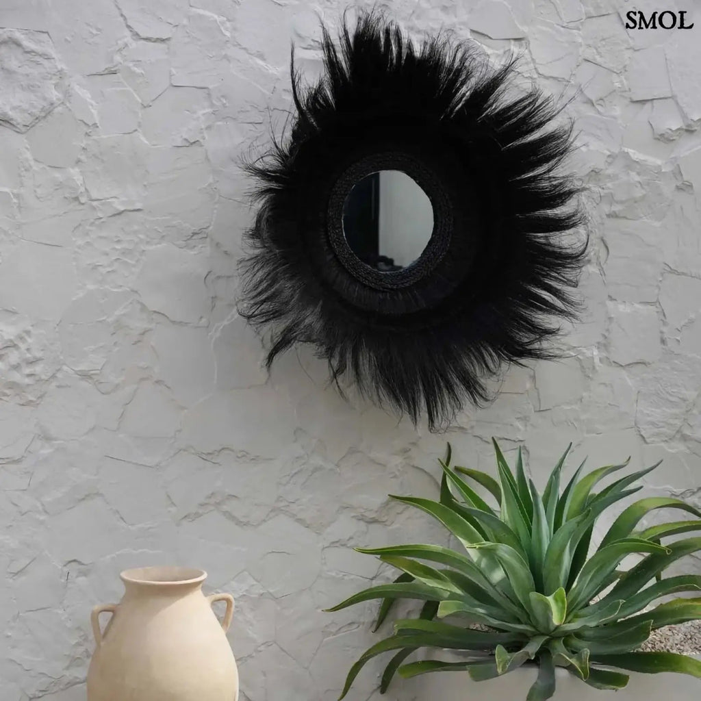 Fekete Tengerifű Falitükör - 90 cm | SUNKEN FOREST - SMOL