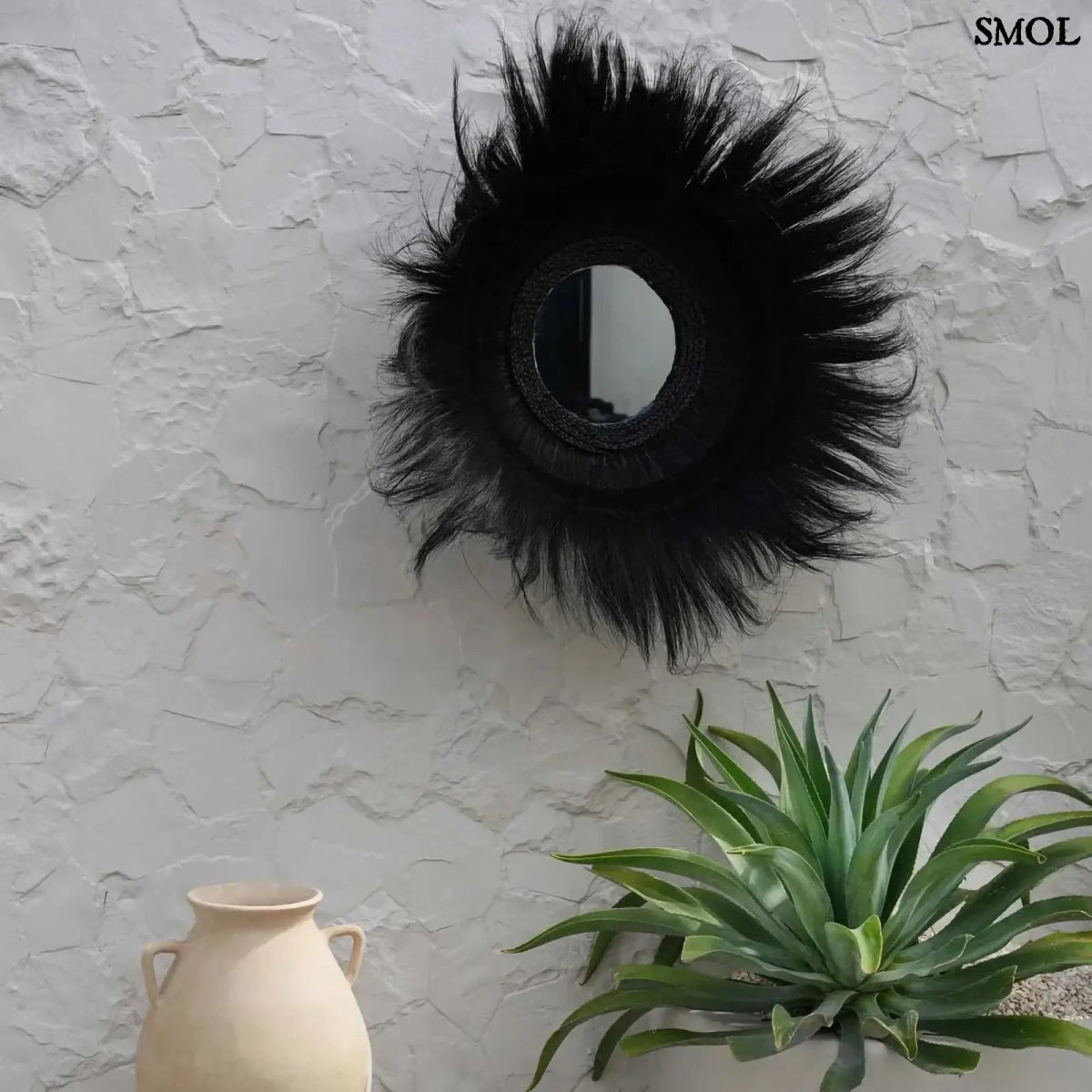 Fekete Tengerifű Falitükör - 90 cm | SUNKEN FOREST - SMOL