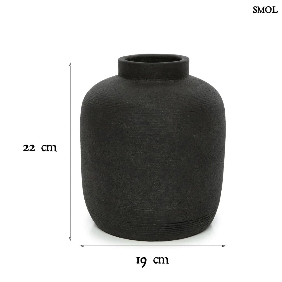 Fekete Terrakotta Váza, 22 cm | PEAKY - SMOL