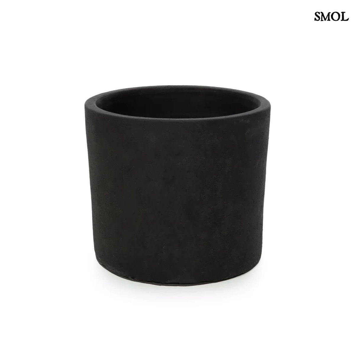 Fekete Terrakotta Virágtartó Teak Fa Lábbal | CHARCOAL LOW - SMOL