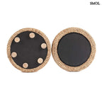 Kerek, fonott tároló puff natúr vízijácintból, zárt fedővel, alulról és felülről