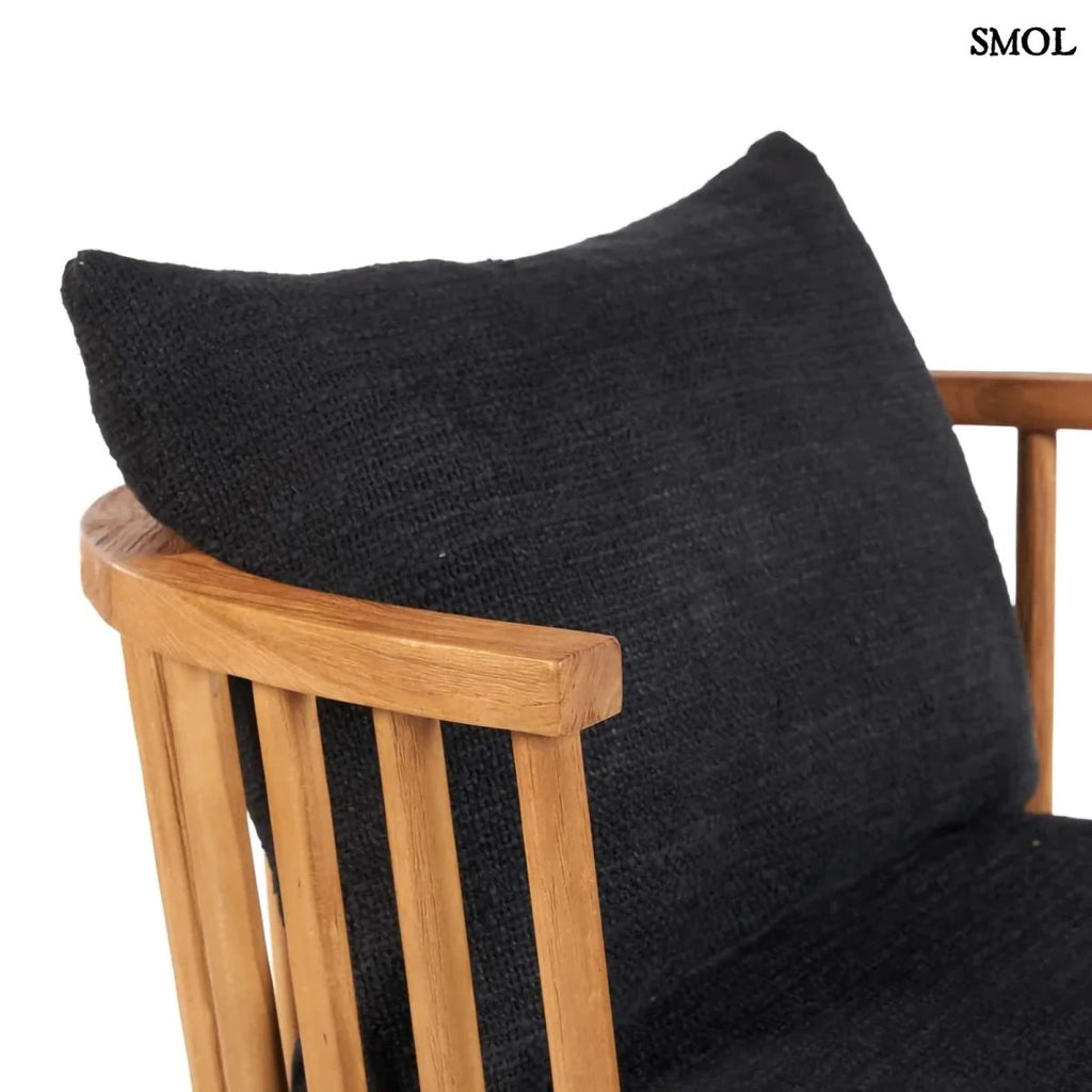 Fotel - fekete, bel - és kültéri, fa, 70 cm | MALAWI - SMOL