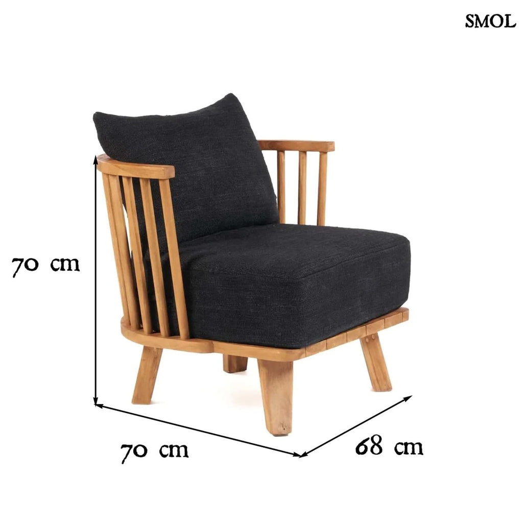 Fotel - fekete, bel - és kültéri, fa, 70 cm | MALAWI - SMOL