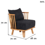 Fotel - fekete, bel - és kültéri, fa, 70 cm | MALAWI - SMOL