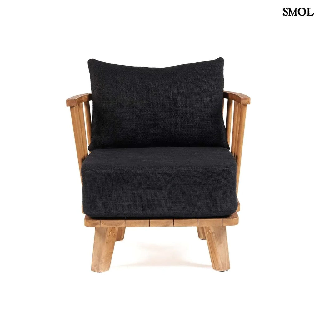 Fotel - fekete, bel - és kültéri, fa, 70 cm | MALAWI - SMOL