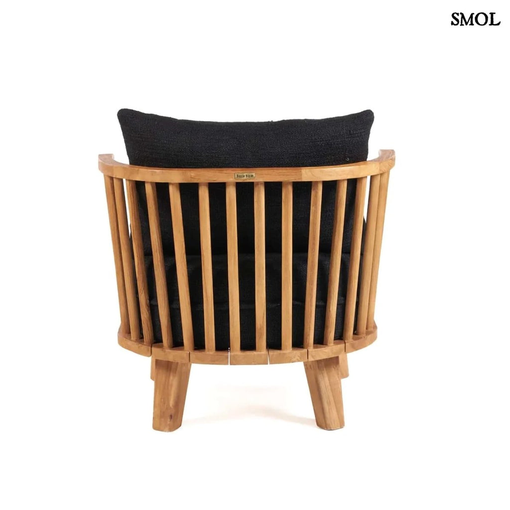 Fotel - fekete, bel - és kültéri, fa, 70 cm | MALAWI - SMOL