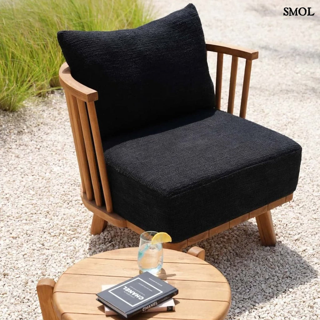 Fotel - fekete, bel - és kültéri, fa, 70 cm | MALAWI - SMOL