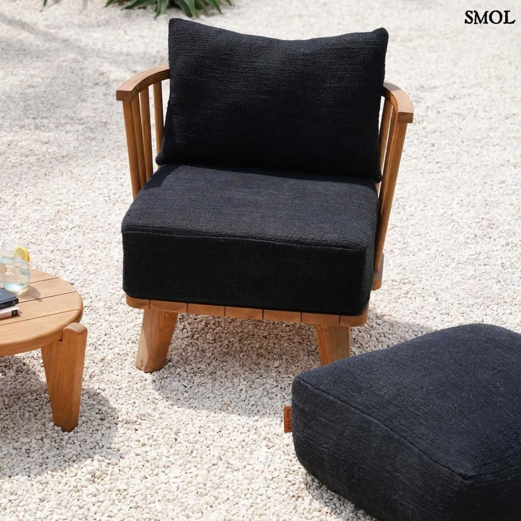 Fotel - fekete, bel - és kültéri, fa, 70 cm | MALAWI - SMOL