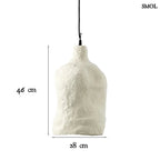 Fehér, papírmasé függőlámpa minimalista, organikus formával méretekkel