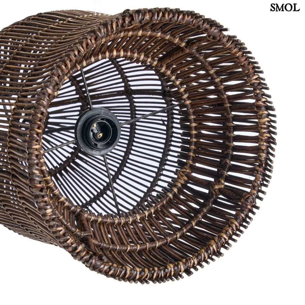 Bambusz függőlámpaernyő sötét diószínben fektetve