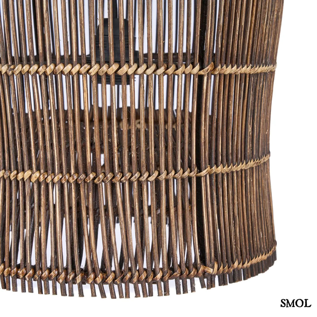 Bambusz függőlámpaernyő sötét diószínben oldalról, alsó rész