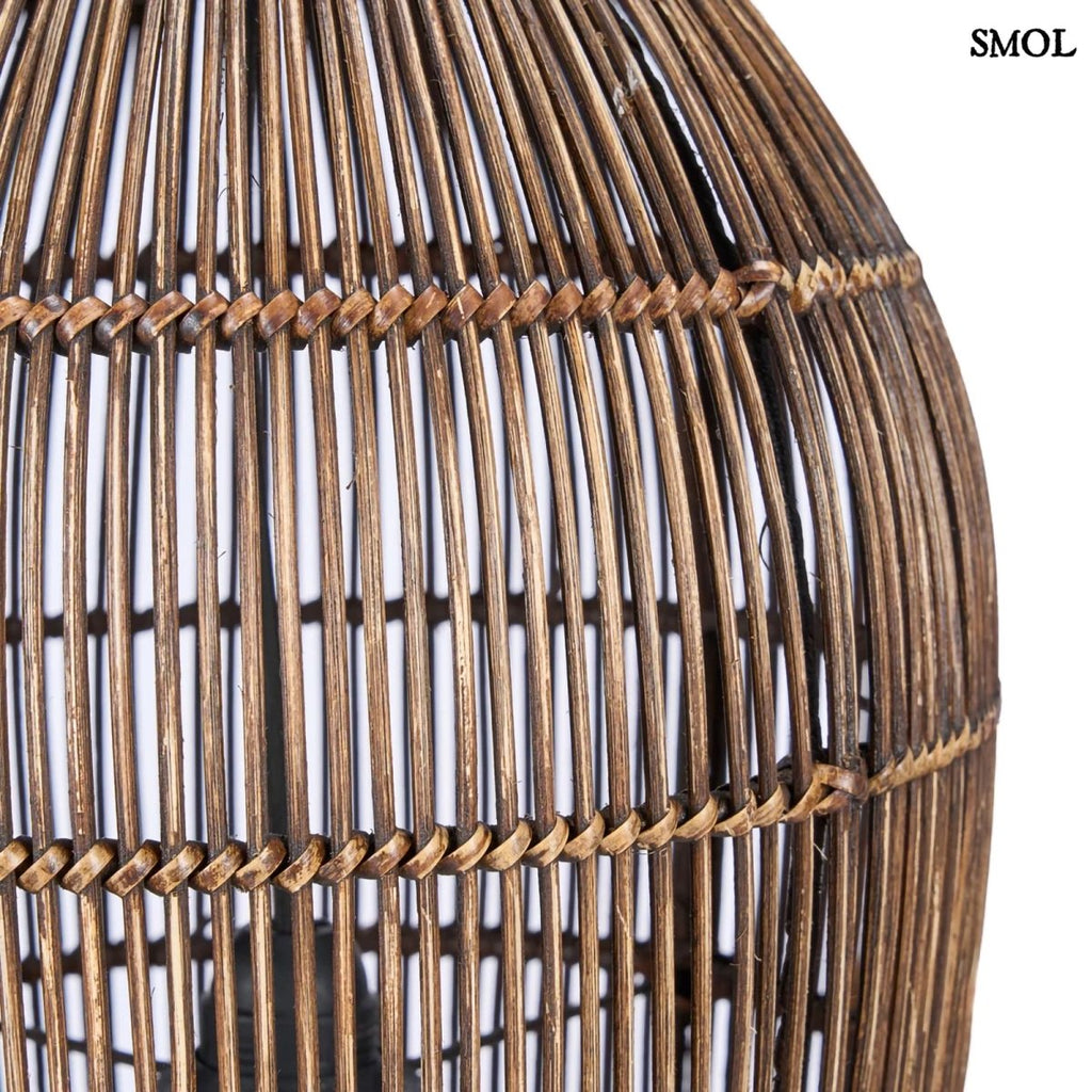 Bambusz függőlámpaernyő sötét diószínben oldalról