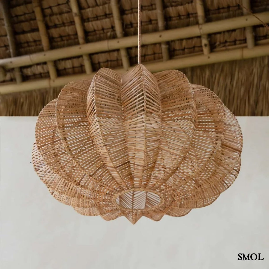 Függőlámpaernyő - nagyméretű, natúr, rattan, 65 cm | CERISE - SMOL