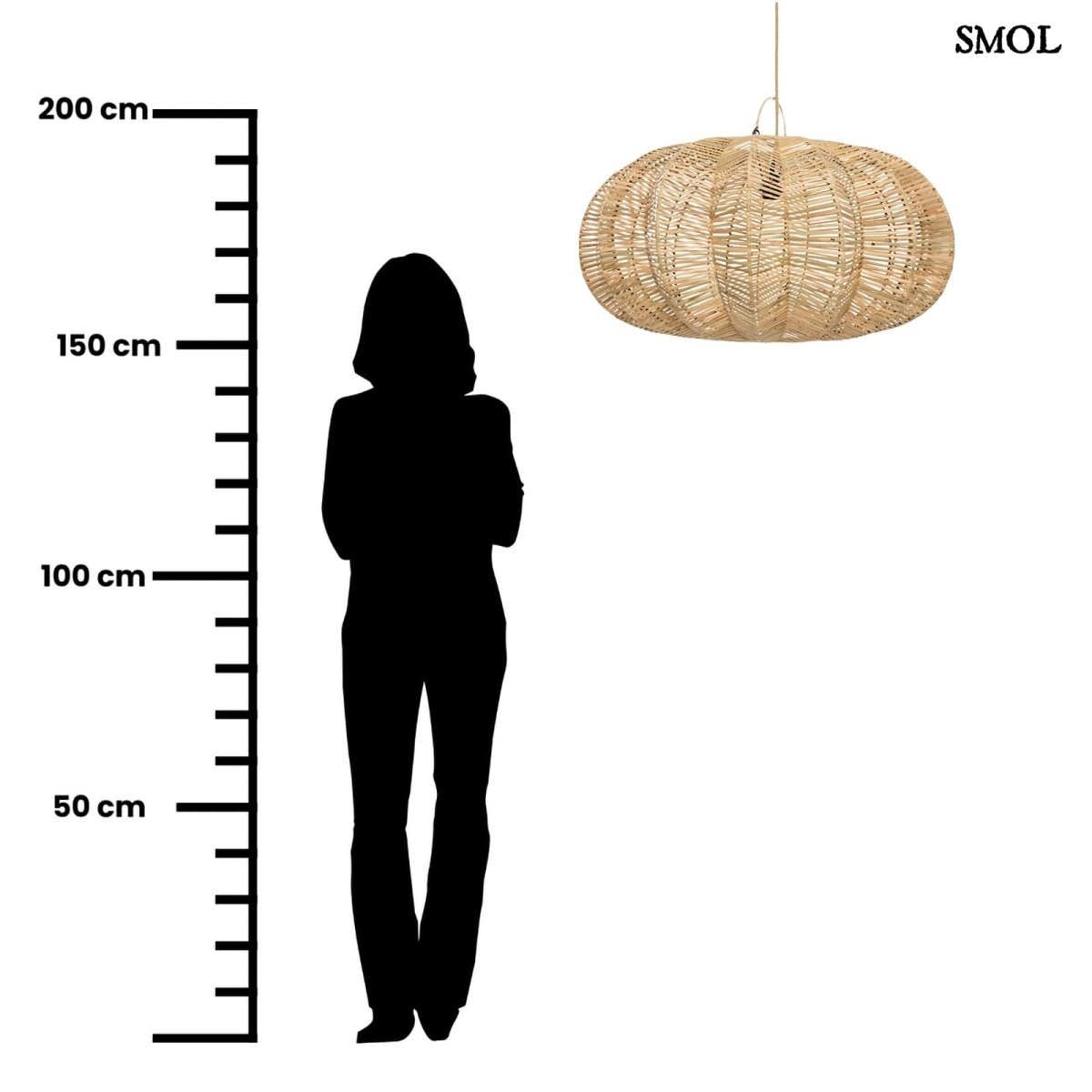 Függőlámpaernyő - nagyméretű, natúr, rattan, 65 cm | CERISE - SMOL