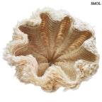 XL Rami függőlámpaernyő natúr kender/növényi rost anyagból, bohém stílusú, szőke, levegős textúrájú, harang alakú lámpabúra alulról