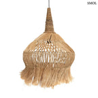 Természetes abaka fűből készült, kézzel font bohém függőlámpaernyő, fehér háttérrel