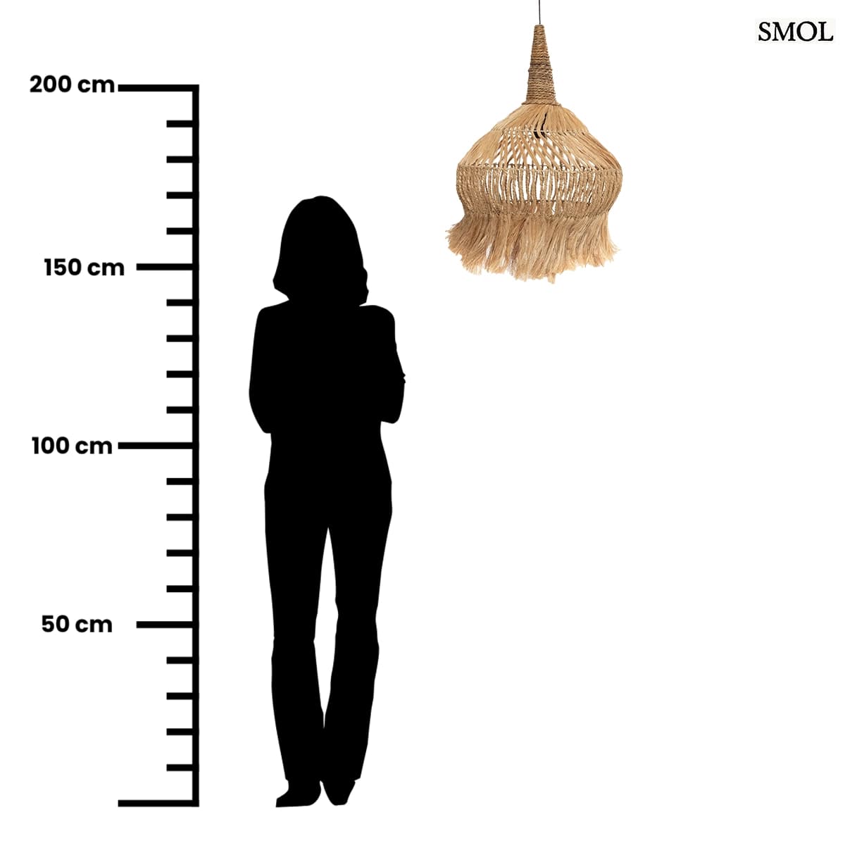 Természetes abaka fűből készült, kézzel font bohém függőlámpaernyő, méretarányosan