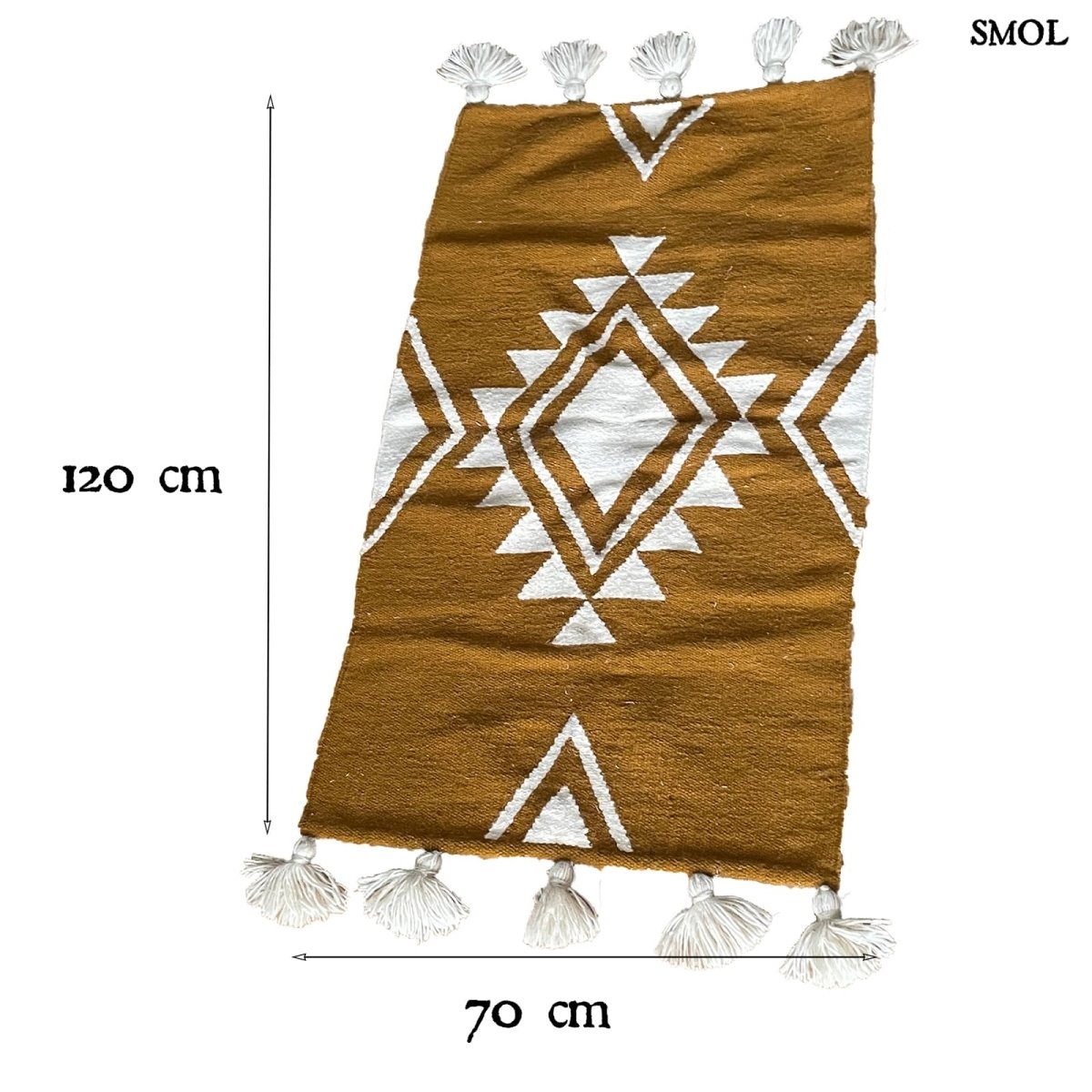 Gyapjúszőnyeg – kézzel szőtt, 120x70 | HOLM | SMOL - méretekkel