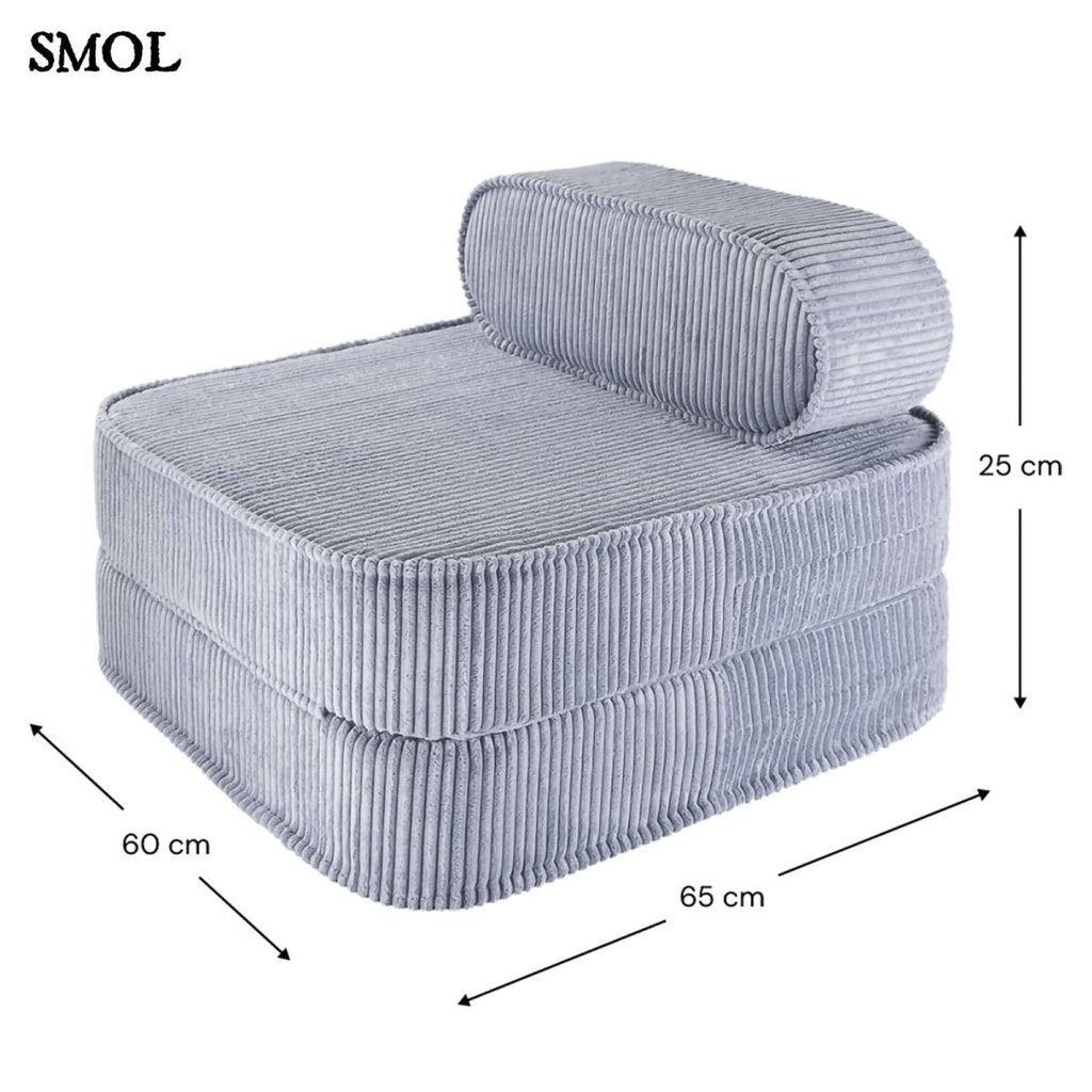 BLUEBERRY, ággyá alakítható gyerekfotel, 65x60x25 - smol.hu - méretekkel