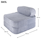 BLUEBERRY, ággyá alakítható gyerekfotel, 65x60x25 - smol.hu - méretekkel