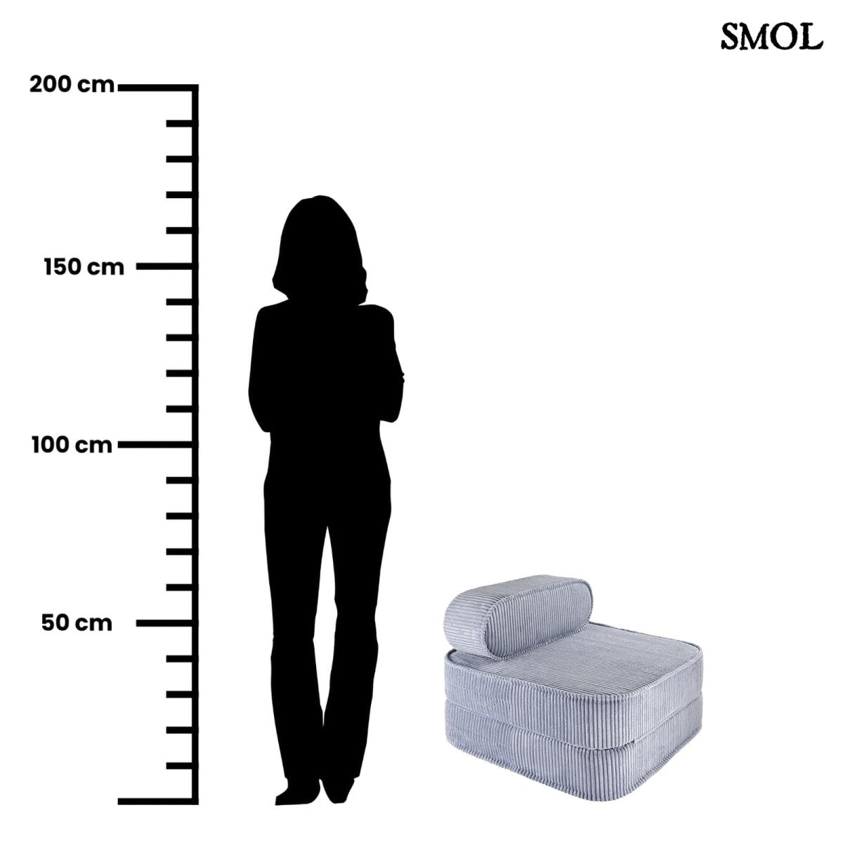 BLUEBERRY, ággyá alakítható gyerekfotel, 65x60x25 - smol.hu - méretarányosan