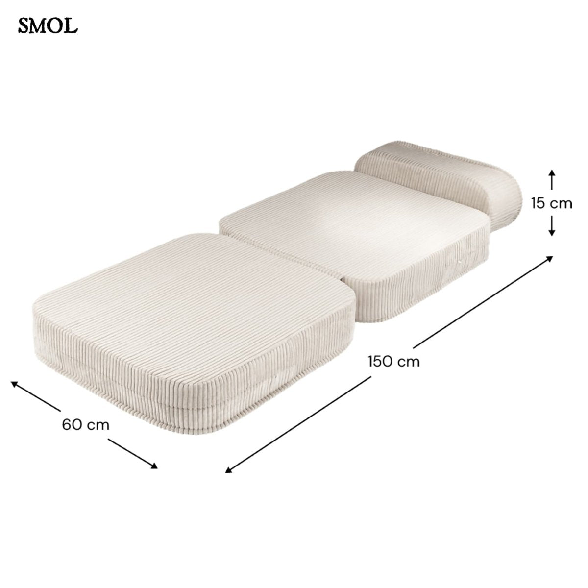 MARSHMALLOW, ággyá alakítható gyerekfotel, 1 részes - smol.hu - ágyként, méretekkel