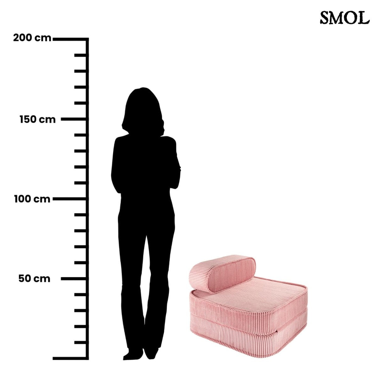 Gyerek ágyfotel, 1 részes | PINK MOUSSE, ággyá alakítható gyerekfotel - smol.hu - méretarányosan