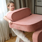 Gyerekfotel - ággyá alakítható, kordbársony | PINK MOUSSE | SMOL - kisgyerekkel