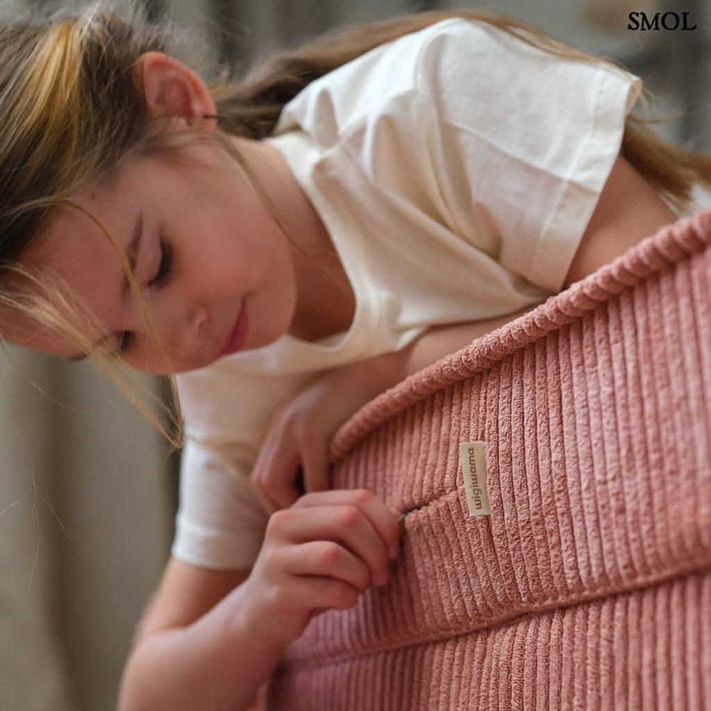 Gyerekfotel - ággyá alakítható, kordbársony | PINK MOUSSE | SMOL - cipzárral