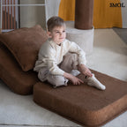 Gyerek ágyfotel, 1 részes | TOFFEE, ággyá alakítható, kordbársony gyerekfotel - SMOL - ággyá alakítva gyerekkel