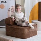 Gyerek ágyfotel, 1 részes | TOFFEE, ággyá alakítható, kordbársony gyerekfotel - SMOL - fotelként, mosolygó gyerekkel