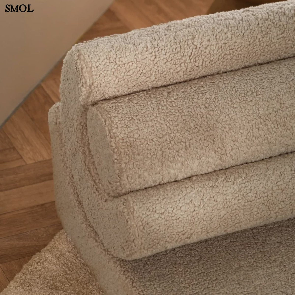 FLIPSTER BISCUIT, ággyá alakítható gyerekfotel - smol.hu - teddy anyag nagyítva