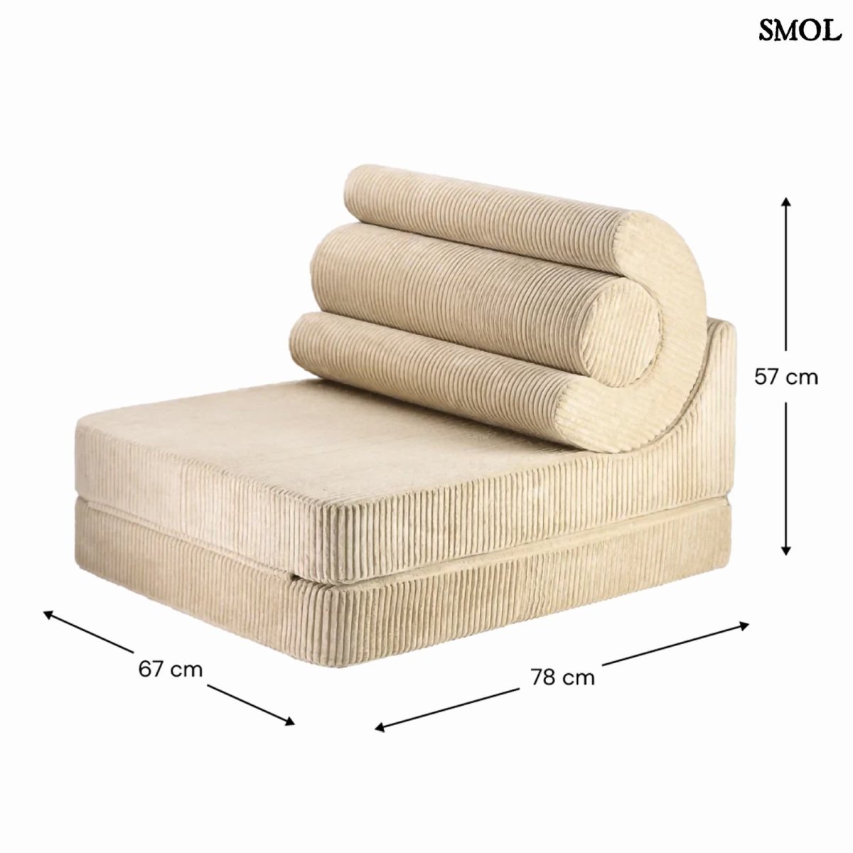 Gyerek ágyfotel | FLIPSTER BROWN SUGAR, ággyá alakítható - smol.hu - fotelként, méretekkel