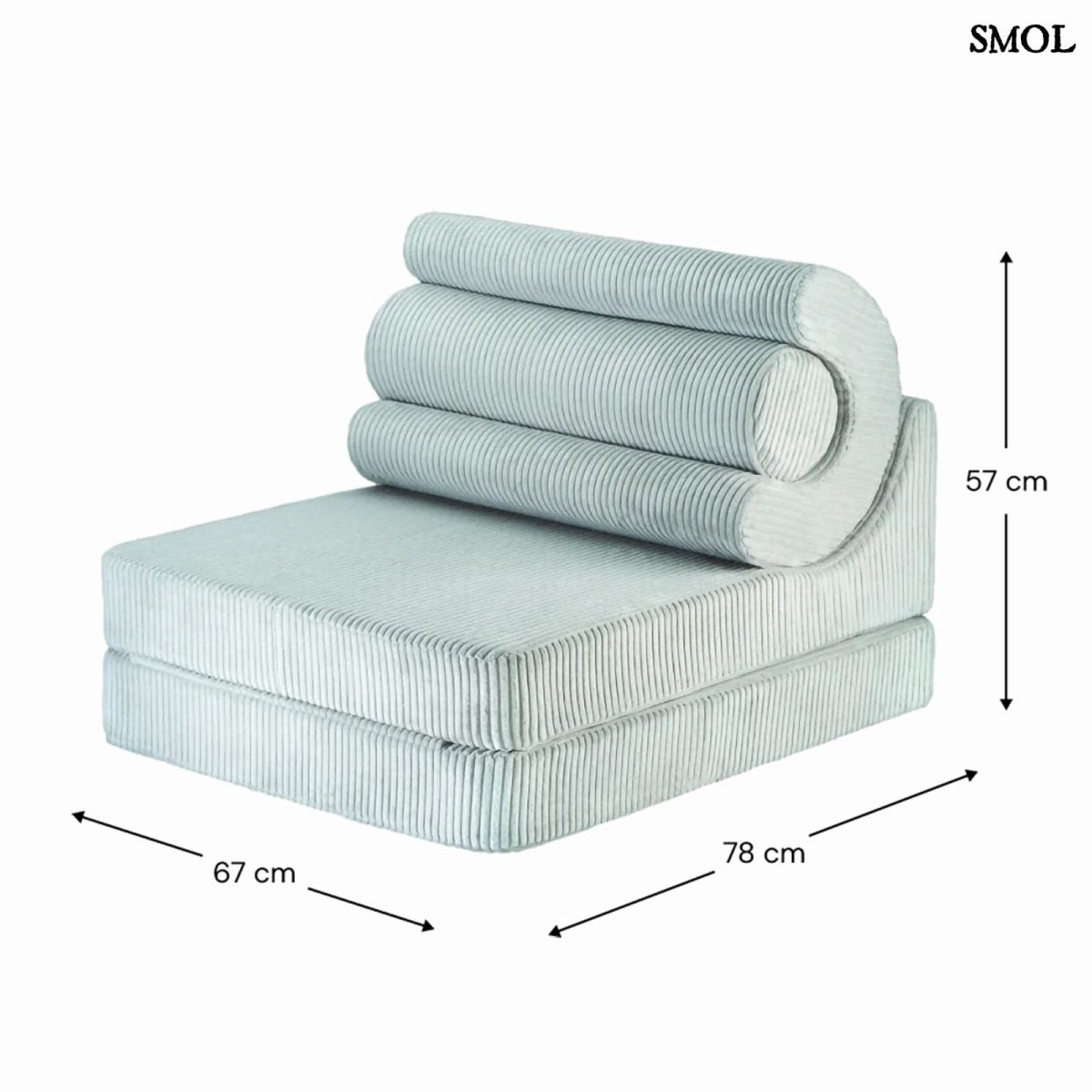 Gyerek ágyfotel, 3 részes | FLIPSTER PEPPERMINT, ággyá alakítható gyerekfotel - smol.hu - fotelként, méretekkel