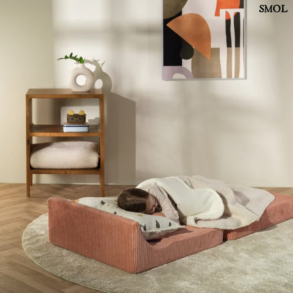 Gyerek ágyfotel, 3 részes | FLIPSTER PINK MOUSSE, ággyá alakítható gyerekfotel - smol.hu - ágyként, alvó gyerekkel