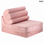 Gyerek ágyfotel, 3 részes | FLIPSTER PINK MOUSSE, ággyá alakítható gyerekfotel - smol.hu - fotelként, fehér háttérrel