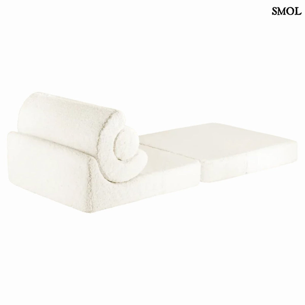 Gyerek ágyfotel | FLIPSTER WHITE, ággyá alakítható gyerekfotel - smol.hu - ággyá alakítva, fehér háttérrel