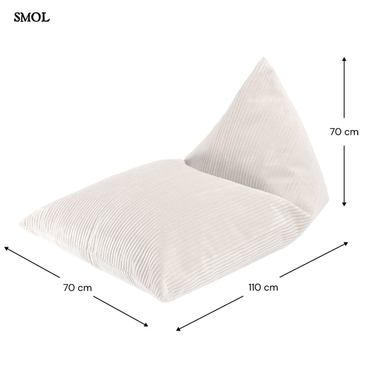 MARSHMALLOW, gyerek babzsák, 110x70x70 - smol.hu - méretekkel