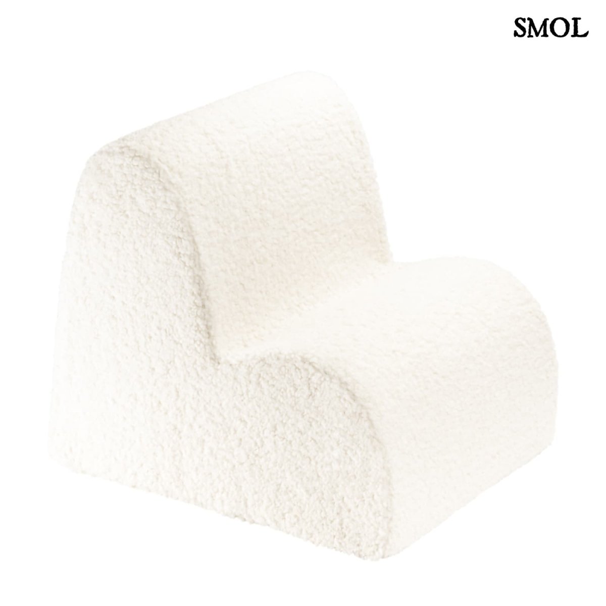 Gyerek felhőfotel | CREAM WHITE, felhő alakú, teddy anyagú gyerekfotel, SMOL - fehér háttérrel