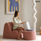 Gyerek felhőfotel | GUAVA, felhő alakú, teddy anyagú gyerekfotel- SMOL - puffal, gyerekszobában