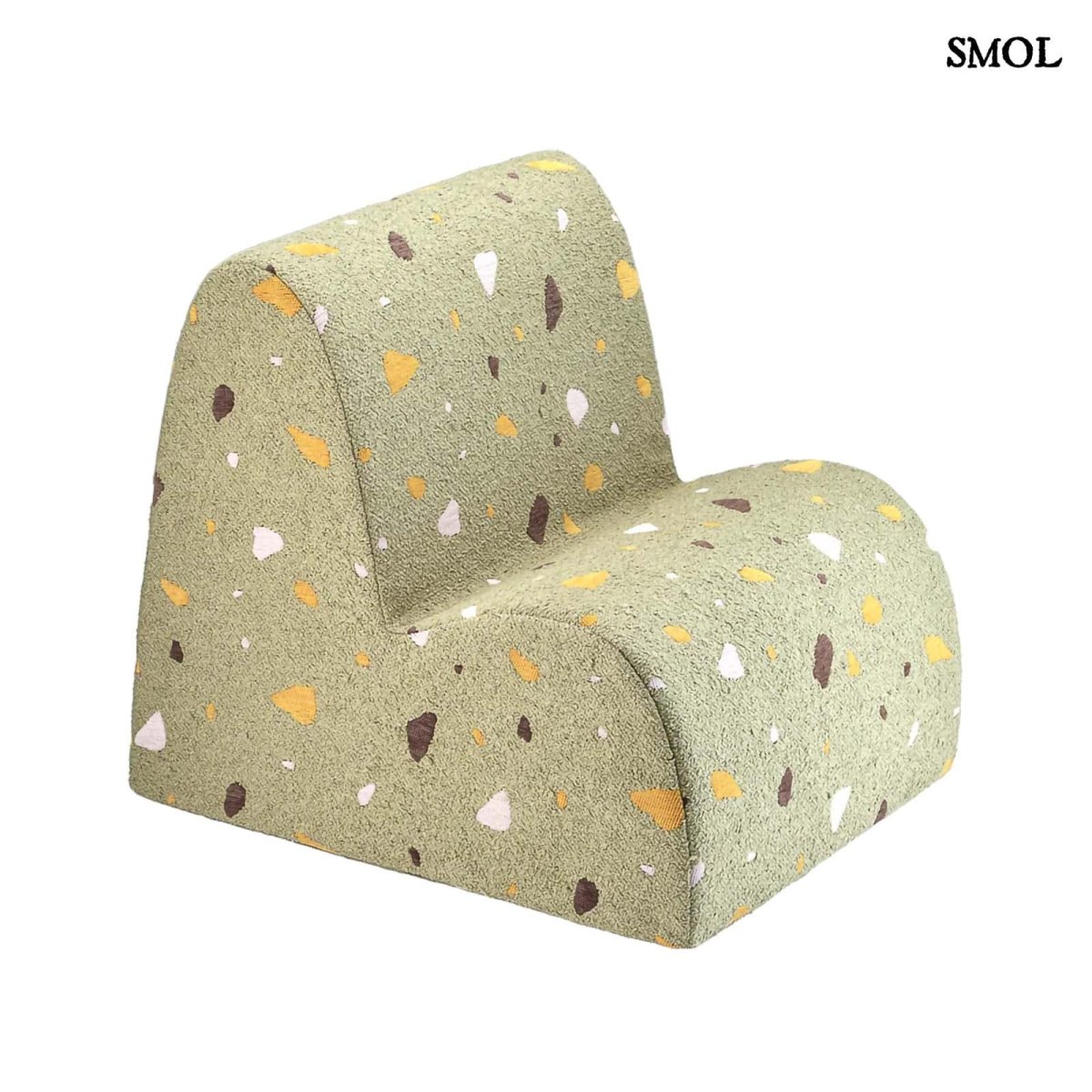 Gyerek felhőfotel | TERRAZZO MOSS, felhő alakú, terrazzo gyerekfotel - SMOL - fehér háttérrel