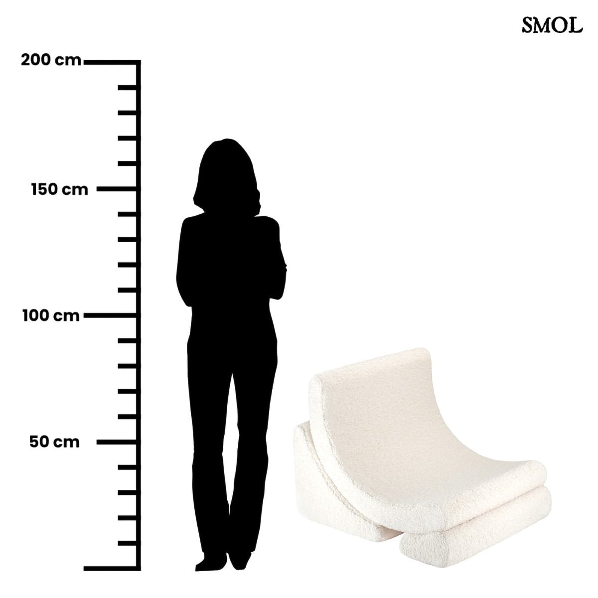 Gyerek holdfotel, 3 részes, moduláris | CREAM WHITE -SMOL - méretarányosan