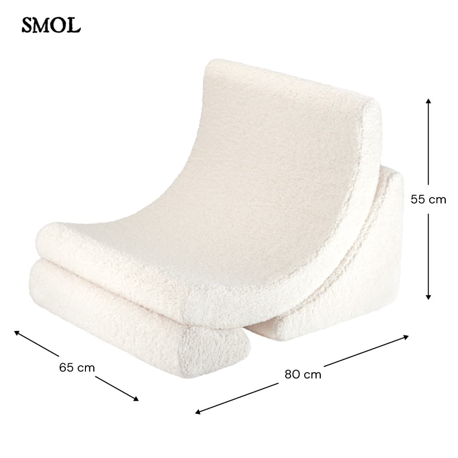 Gyerek holdfotel, 3 részes, moduláris | CREAM WHITE -SMOL - méretekkel