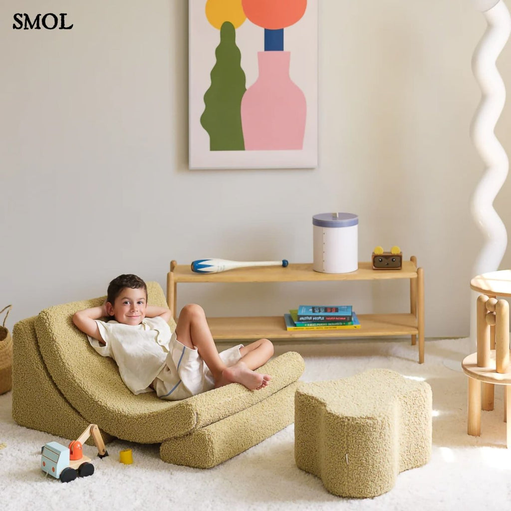Gyerek holdfotel - 3 részes | MATCHA, hold alakú, moduláris gyerekfotel - SMOL - pihenő gyerekkel, gyerekszobában