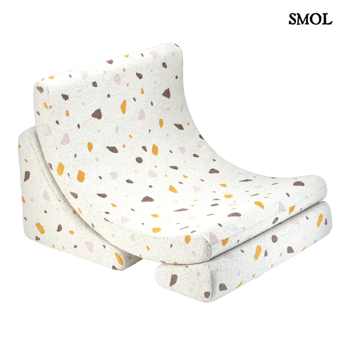 Gyerek holdfotel - 3 részes| TERRAZZO MARBLE, hold alakú, moduláris gyerekfotel - SMOL - fehér háttérrel