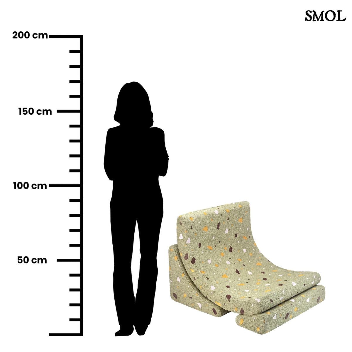 Gyerek holdfotel, 3 részes | TERRAZZO MOSS, hold alakú, moduláris gyerekfotel - SMOL -- méretarányosan