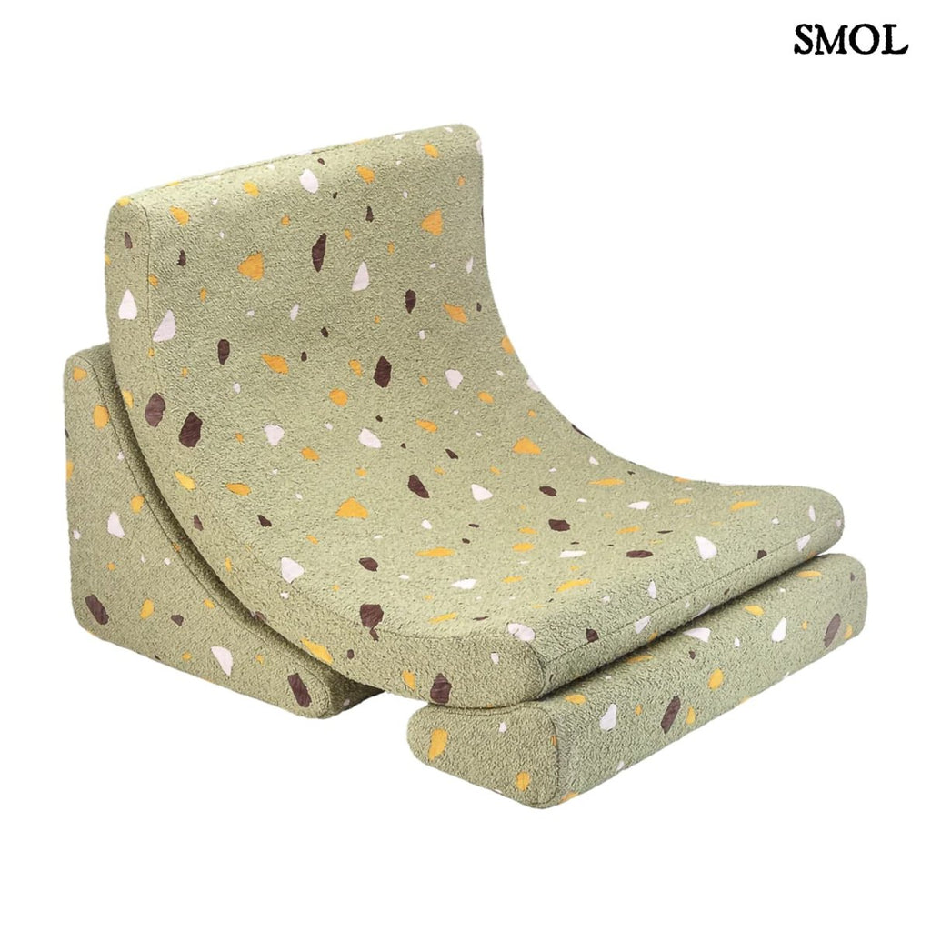Gyerek holdfotel, 3 részes | TERRAZZO MOSS, hold alakú, moduláris gyerekfotel - SMOL - fehér háttérrel