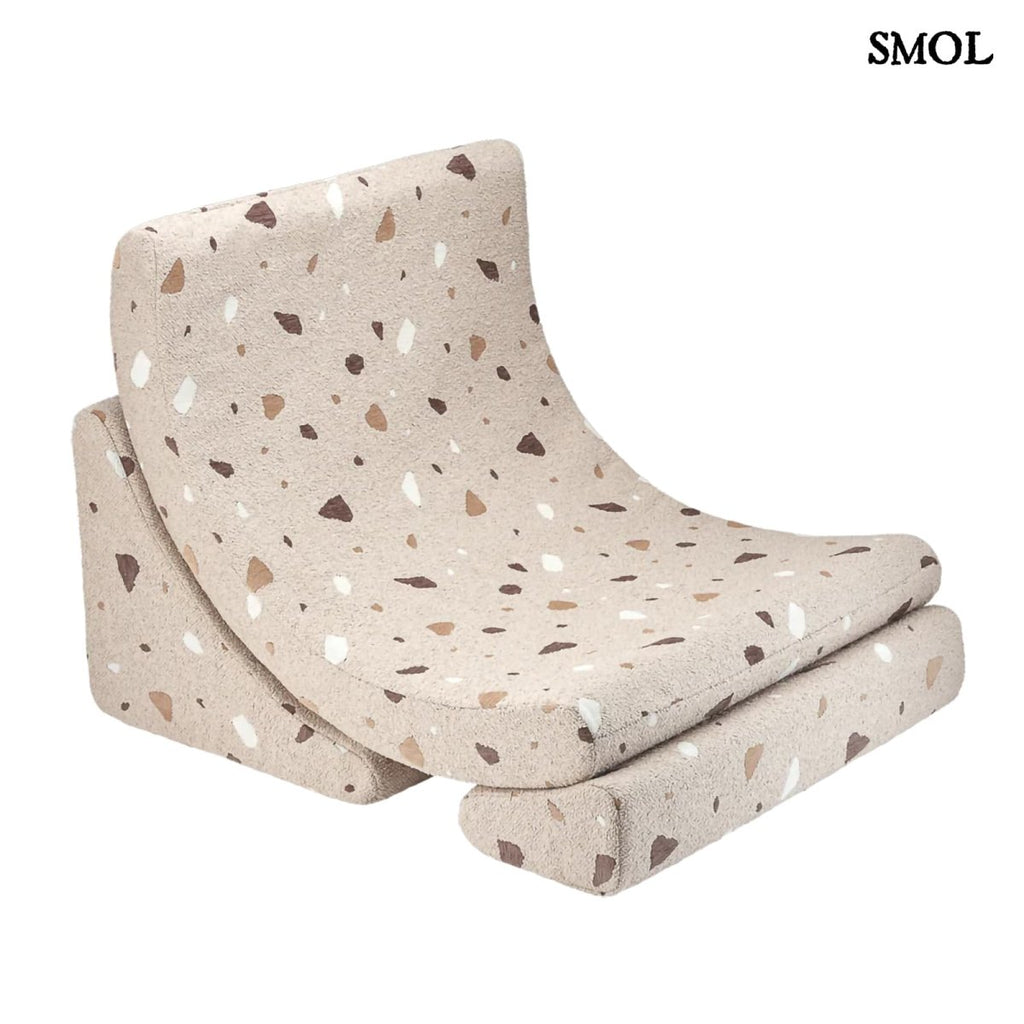 Gyerek holdfotel - 3 részes | TERRAZZO SAND, hold alakú, moduláris gyerekfotel - SMOL - fehér háttérrel