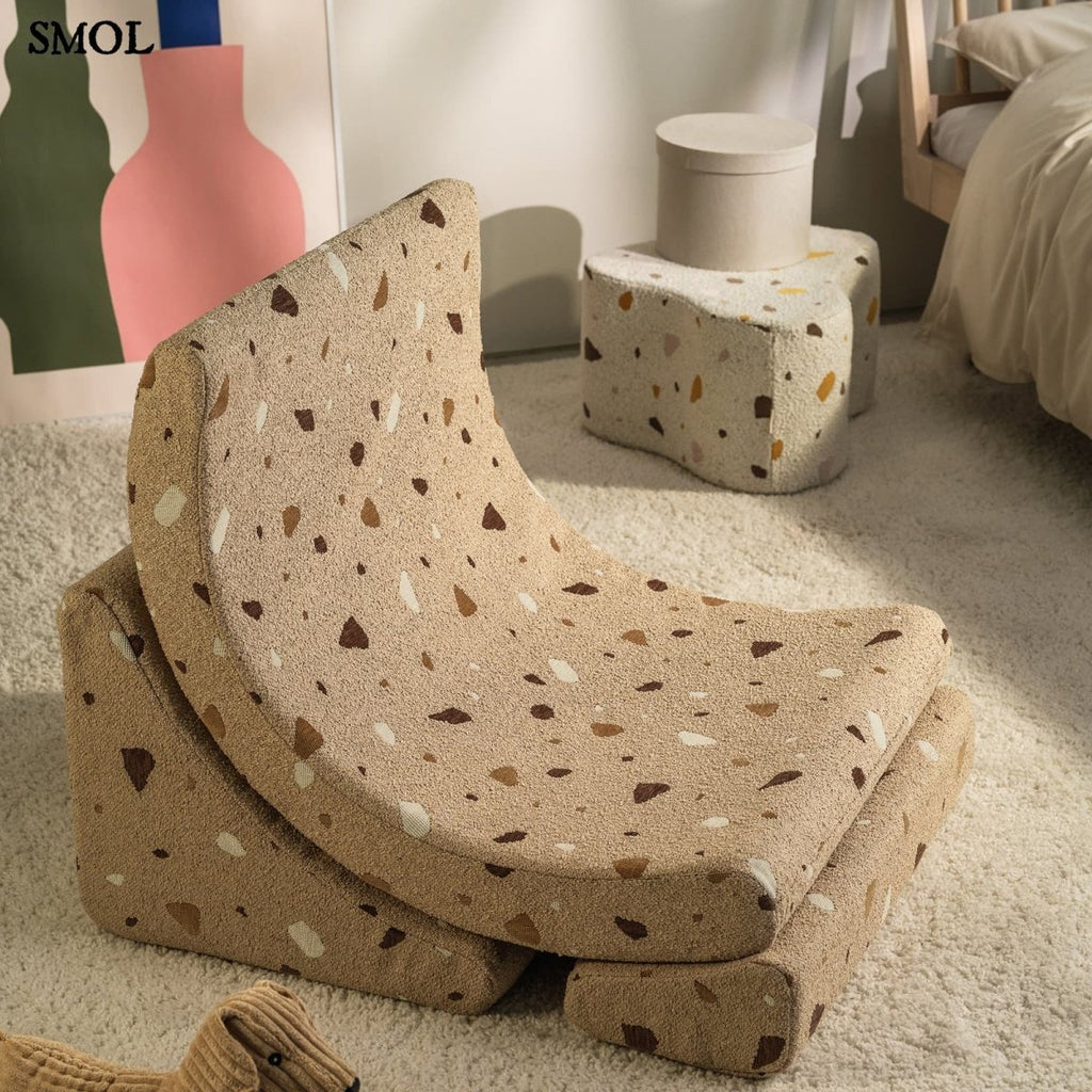 Gyerek holdfotel - 3 részes | TERRAZZO SAND, hold alakú, moduláris gyerekfotel - SMOL - gyerekszobában